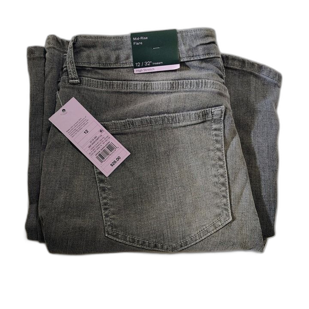 Wild Fable Flare Jeans Size 12 Mid Rise Gray Wash Stretch Denim - Picture 7 of 7